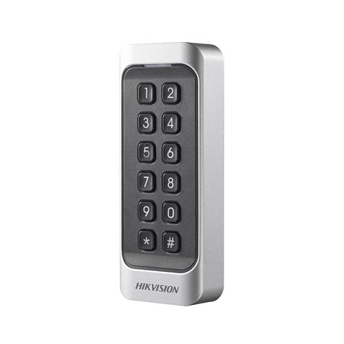 Hikvision DS-K1107AMK Lector de tarjetas inteligentes y teclado Mifare, protocolos RS-485 y Wiegand (W26/W34)