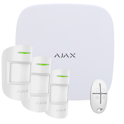 Kit Alarma Ajax | Panel GPRS/IP + 3 PIR + Mando | Blanco