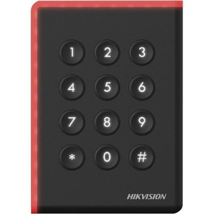 Hikvision DS-K1108AMK Lector de tarjetas de proximidad Mifare con teclado, compatible con RS-485, Wiegand W26-W34 y protocolo OSDP, negro