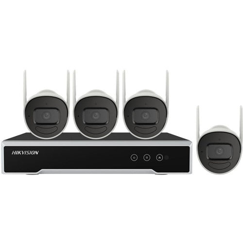 Hikvision NK844W0H-1T(E) Kit de cámara bullet Wi-Fi de 4MP, 4 cámaras NVR de 8 canales, H.265 , IR 30m, IP66, 1TB HDD