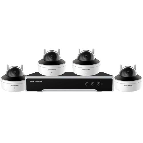 Hikvision NK844W1H-1T(E) Kit de cámara domo Wi-Fi de 4MP, 4 cámaras NVR de 8 canales, H.265 , IR 30m, IP66, 1TB HDD