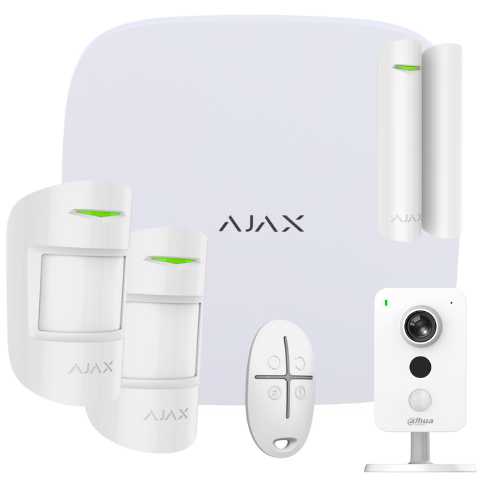 Kit Alarma Ajax | Panel GPRS/IP + 2 PIR + Magnético + Mando + Cámara IP WiFi