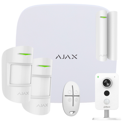 Kit Alarma Ajax | Panel GPRS/IP + 2 PIR + Magnético + Mando + Cámara IP WiFi