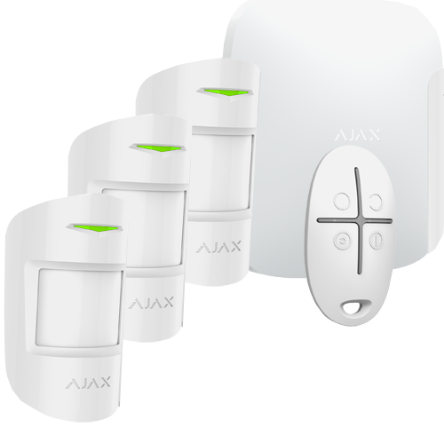 Kit Alarma Ajax | Panel GPRS/IP + 3 PIR + Mando | Blanco