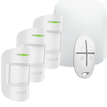 Kit Alarma Ajax | Panel GPRS/IP + 3 PIR + Mando | Blanco