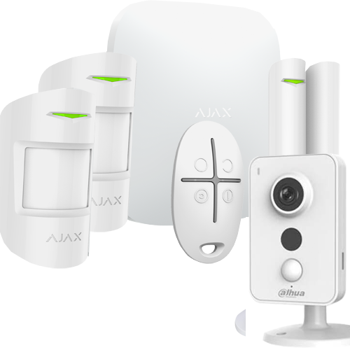 Kit Alarma Ajax | Panel GPRS/IP + 2 PIR + Magnético + Mando + Cámara IP WiFi